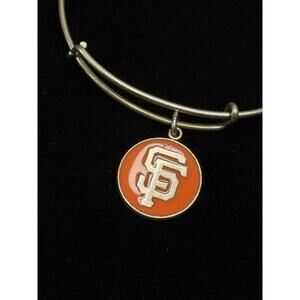 Alex & Ani MLB San Francisco Giants Bracelet Silver Tone Orange Enamel SF Charm